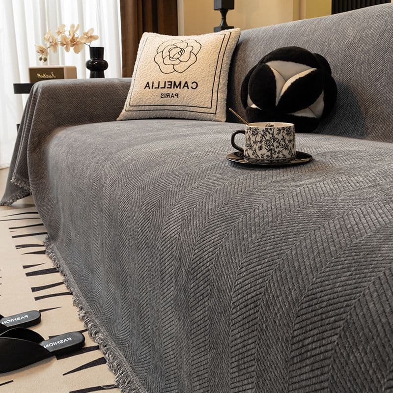 New herringbone pattern thick non-slip full-coverage sofa cover for all seasons, universal home cover, cat-proof.
