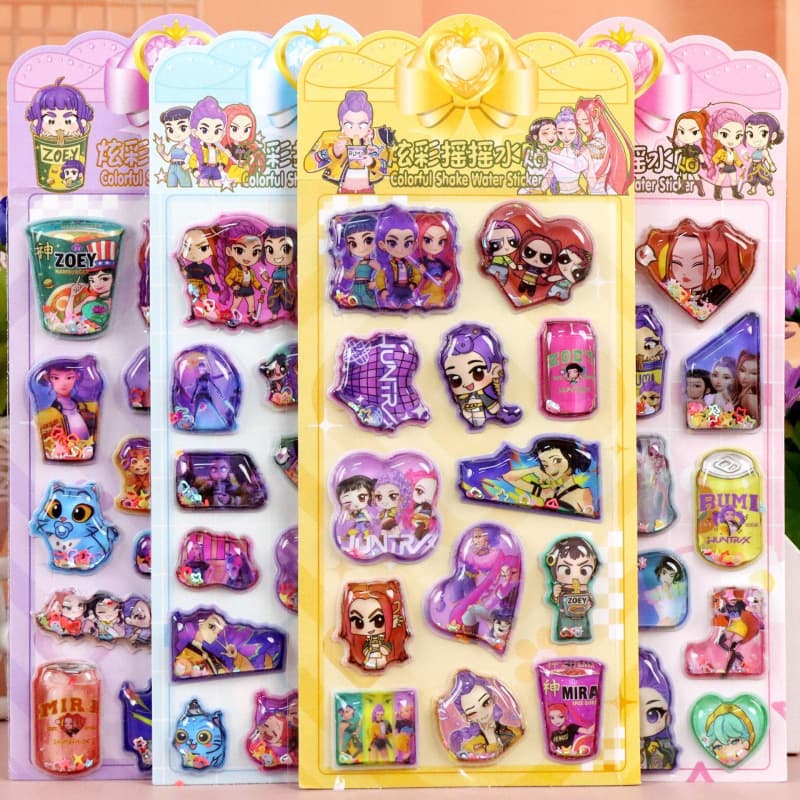 New 3D PVC Water Slide Sticker for Kids Cartoon K-pop Demon Hunters Cross-border Sticker