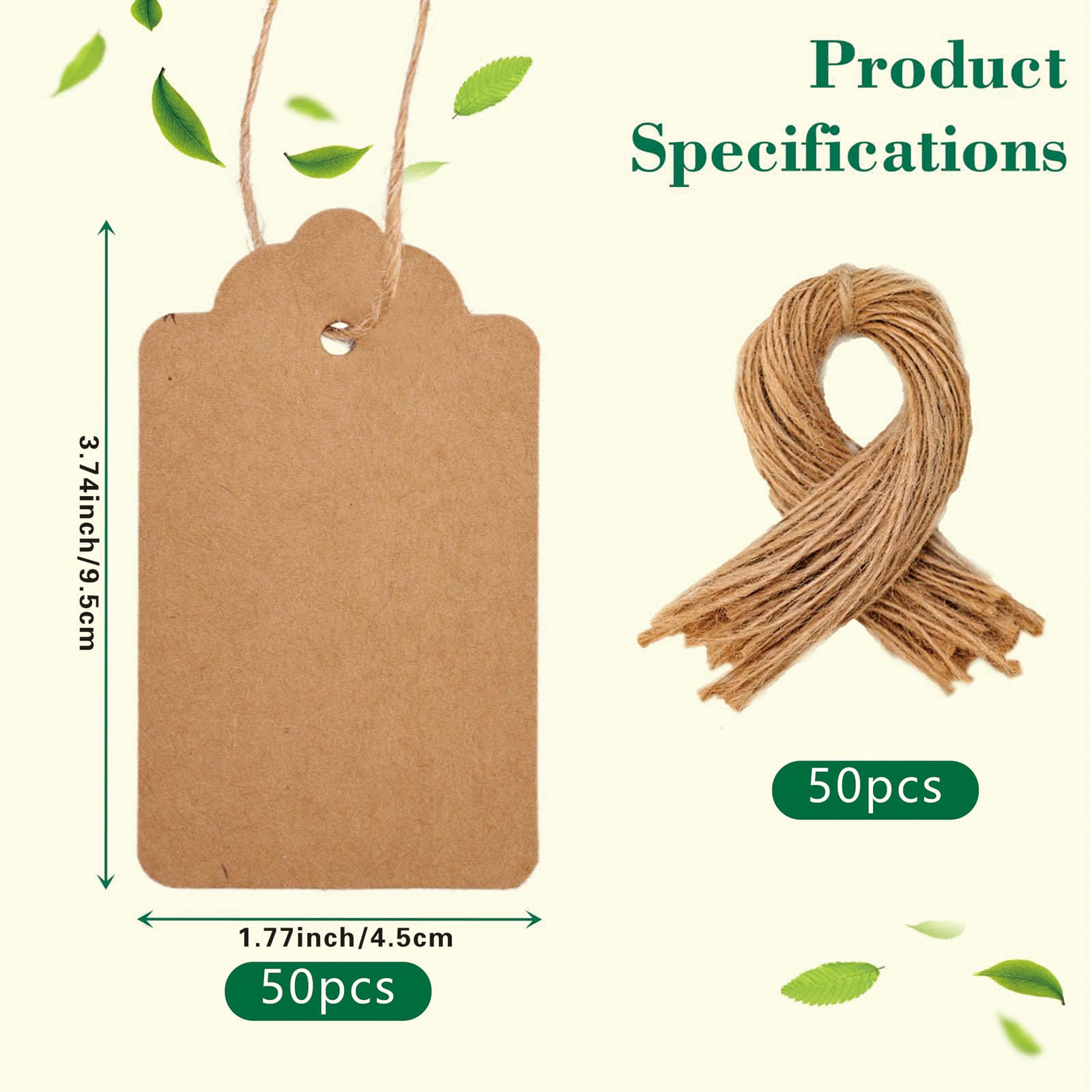 Cross-border kraft paper gift tag with rope DIY thank you message thank you card holiday gift guest gift