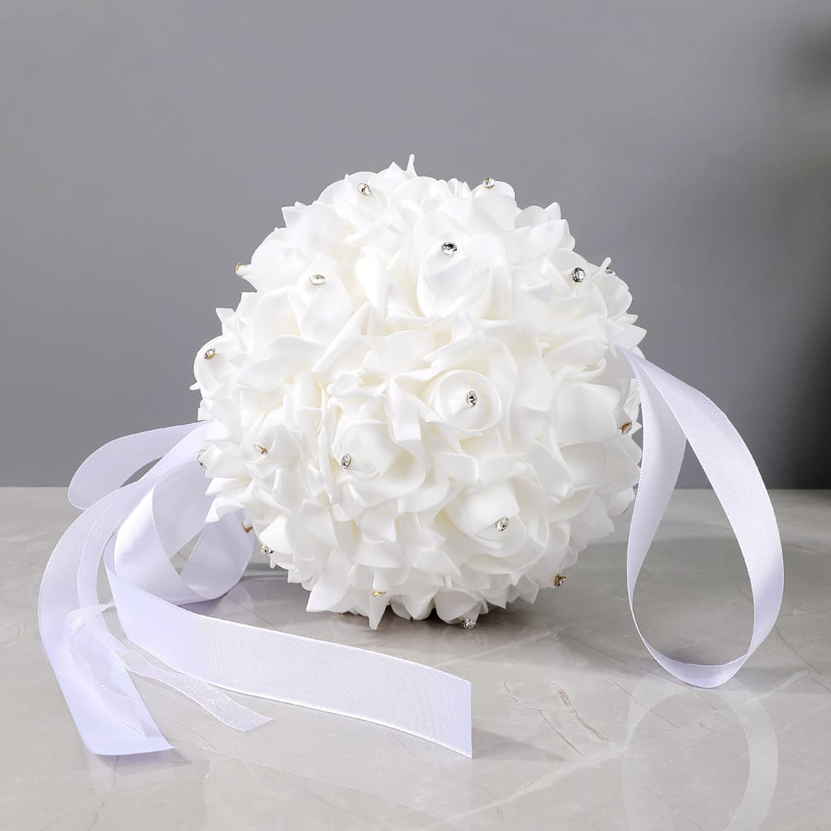 Handheld New Style Bridal Bouquet, Foreign Trade Artificial Rose White Kissing Ball Wedding Bride Bridesmaid Photography Hand Bouquet