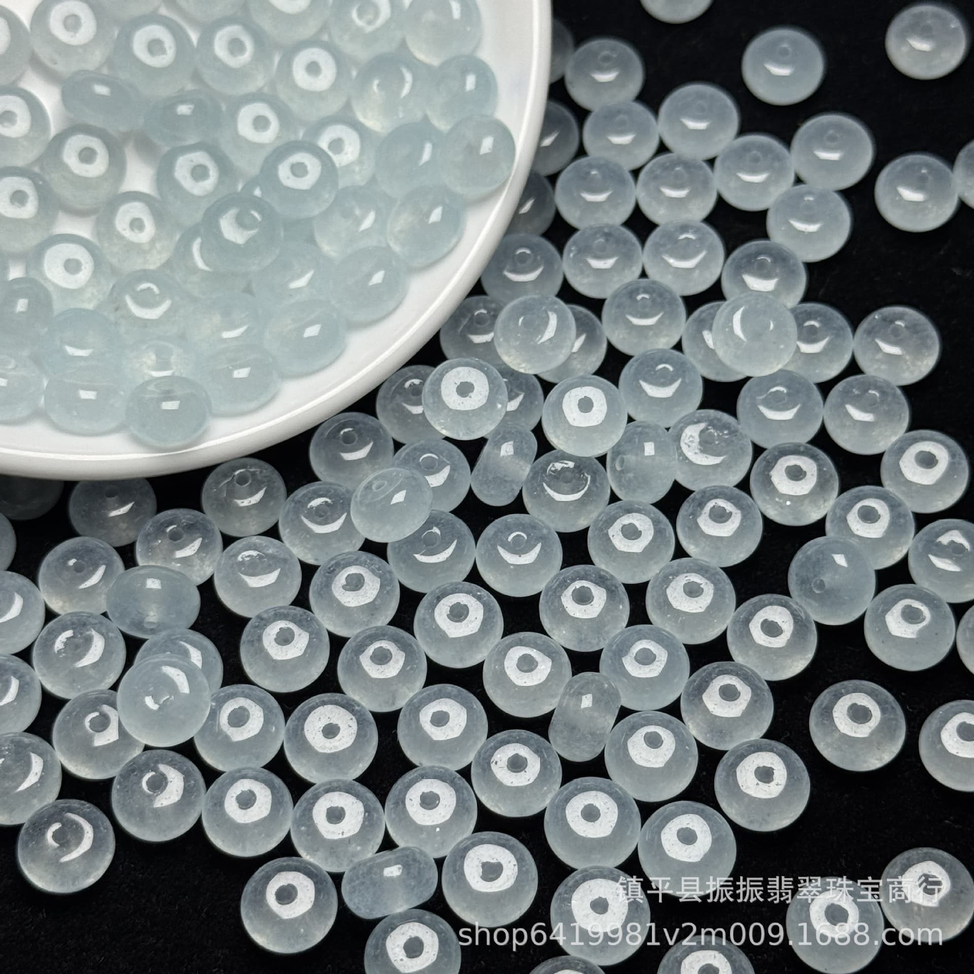 High Ice Sky Blue Frozen Color 8mm Abacus Bead Loose Beads Wholesale, DIY Jade Jewelry Bracelet Necklace Jade Spacer Accessories