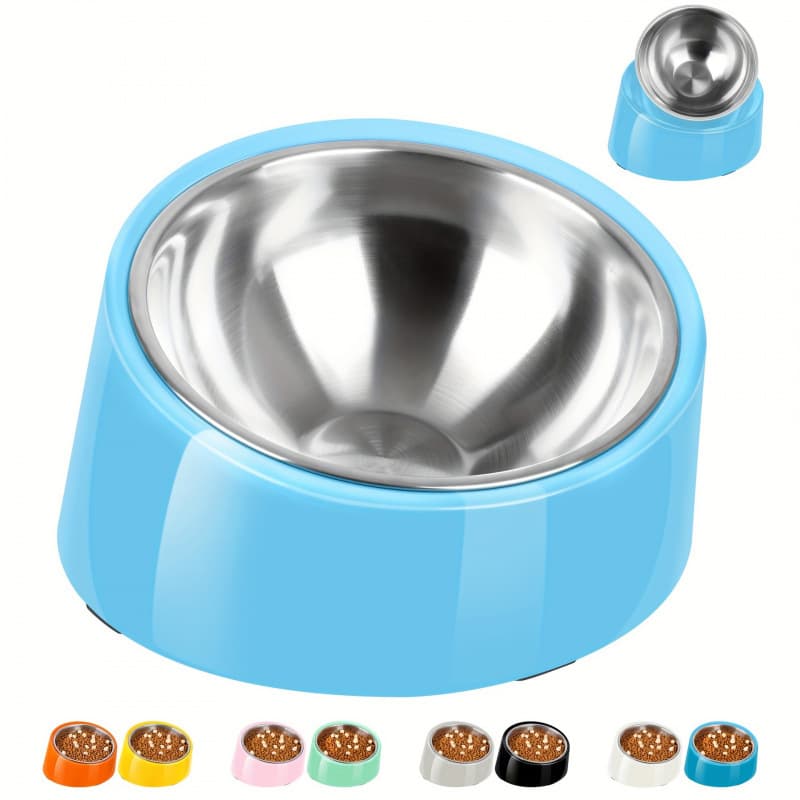 2026 New Cross-border Drop Shipping Angled Dog Food Bowl 15° Tilt Stainless Steel Dog Dish