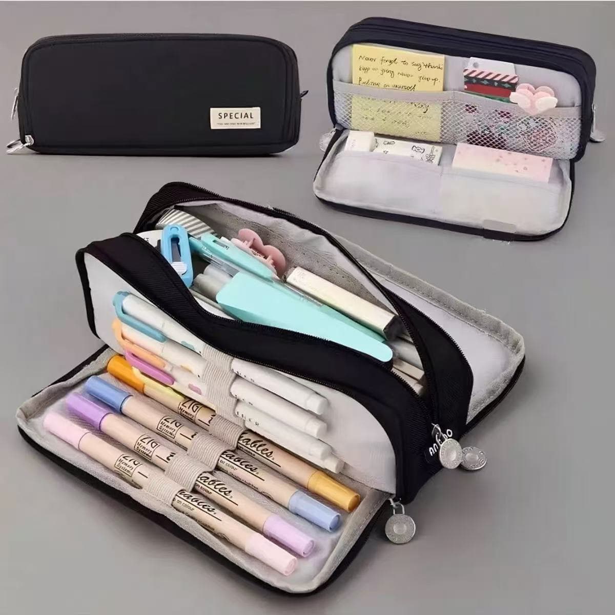 Three-layer separated simple large-capacity pencil bag and stationery box for middle and high school students with high-looking Japanese and Korean style pencil bag and pencil box