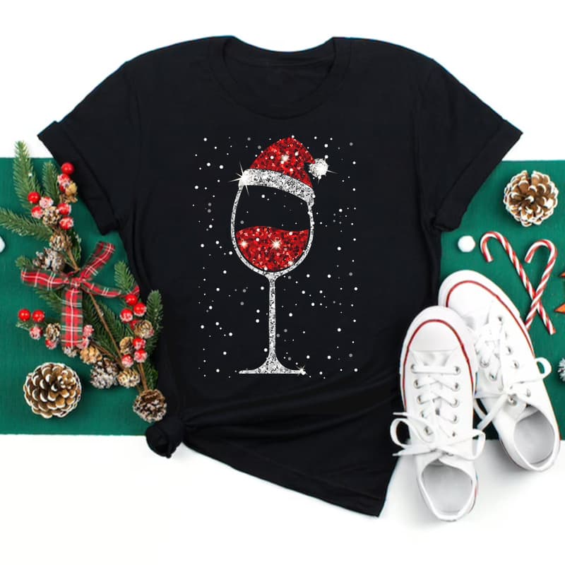 Christmas Merry Christmas Christmas Tree Santa Claus Plus Size Cartoon Plus Size Women's Fashion Short Sleeve T-Shirt