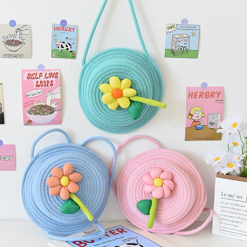 New Woven Tote Bag, Small Flower Hat Shoulder Bag, Summer Casual Fashion Versatile Crossbody Beach Bag