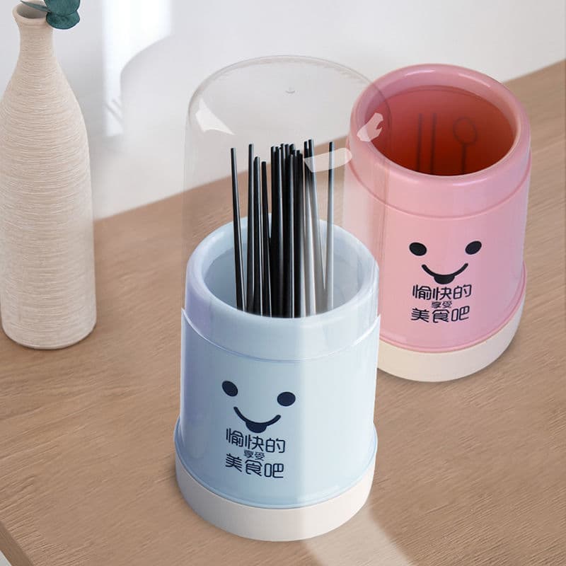 Dust-proof Chopstick Holder with Removable Plastic Basket Household Kitchen Drainage Storage Rack