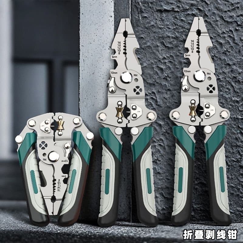 Cross-border multifunctional wire pulling and splitting pliers, wire crimping and stripping artifact, wire cutting pliers, special pliers for electricians, folding wire stripping pliers