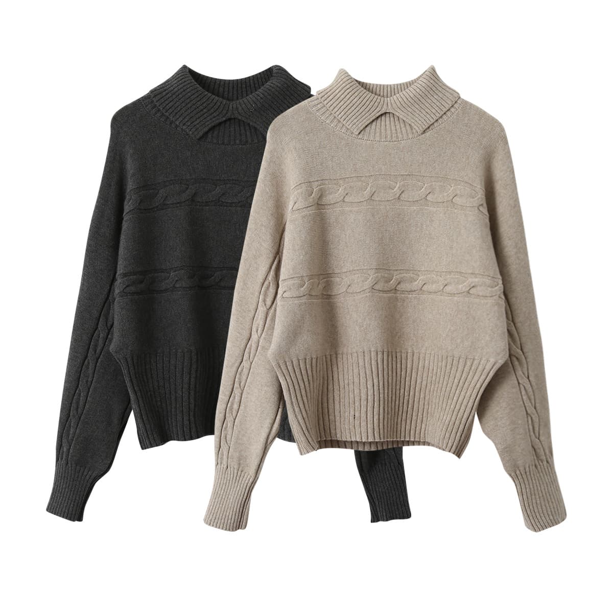 Chic Cable-Knit Mock Neck Sweater for Women 2025 Winter New Batwing Long Sleeve Knit Top Inner Layer 11077