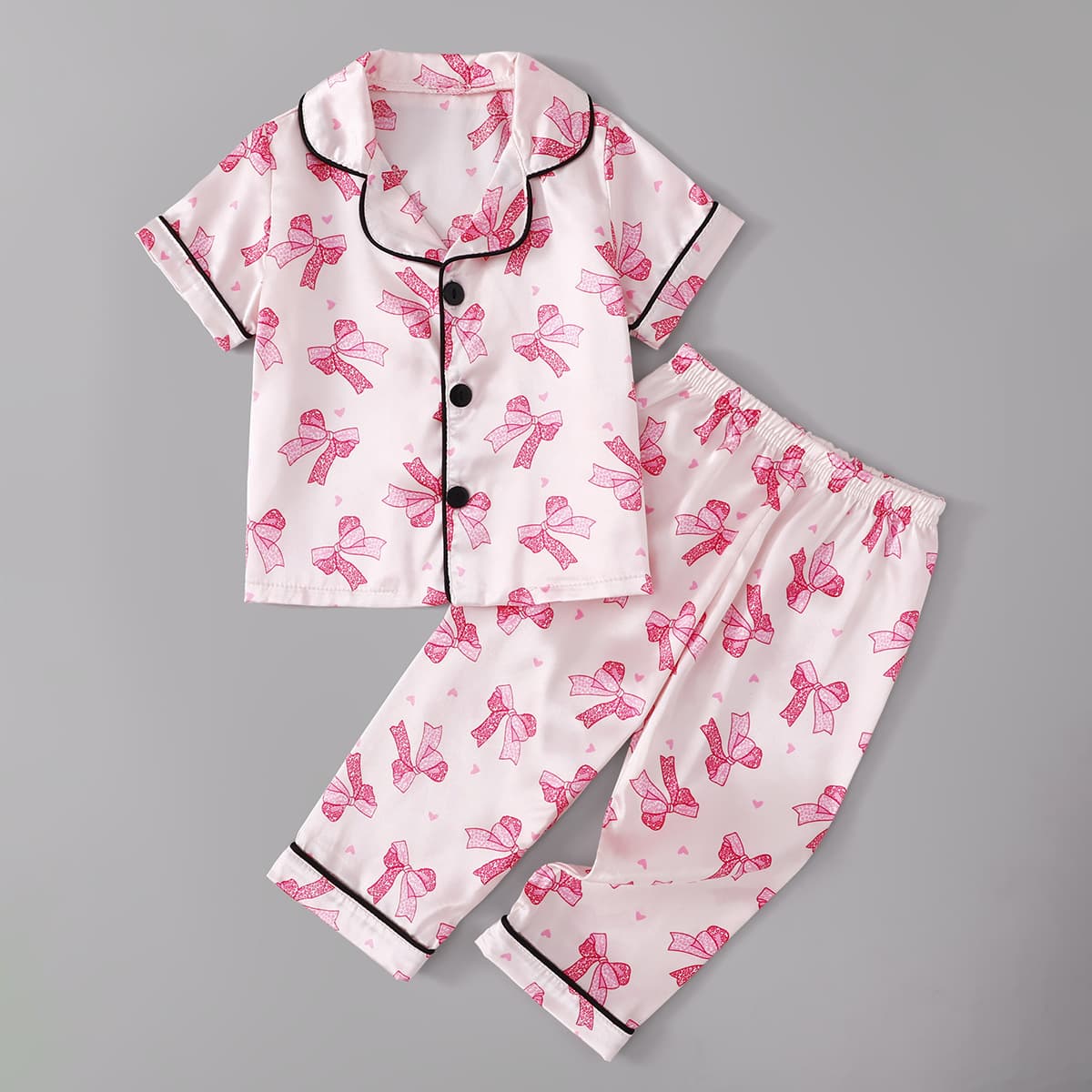 Black and White Cow Print Kids Pajamas Ice Silk Children's Sleepwear Set