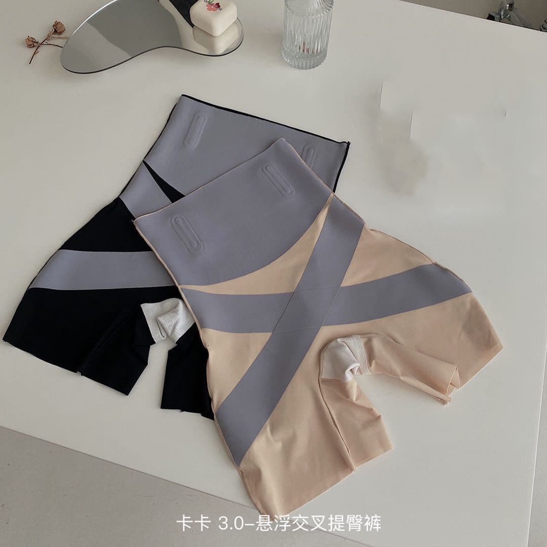 Kaka Suspension Pants Women's Summer Thin Cross Butt Lifting Pants Waist Slimming Body Shaping Pants High Waist Five-point Base Tummy Control Pants