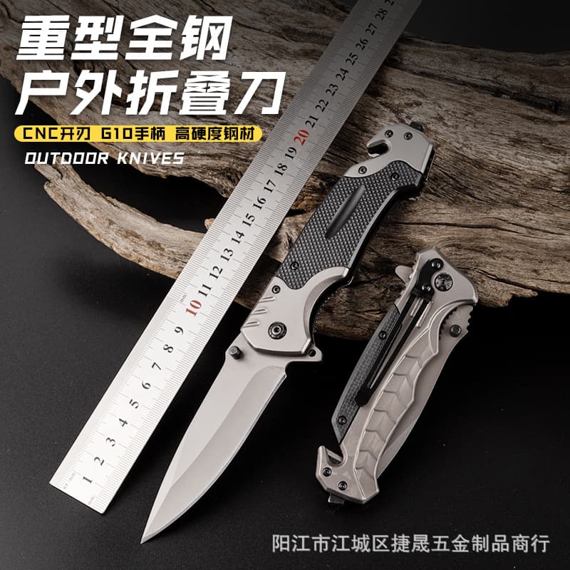 Wholesale New Outdoor Full Steel G10 King High Hardness Multifunctional Folding Knife for Express, Fruit, Camping, and Self-Defense