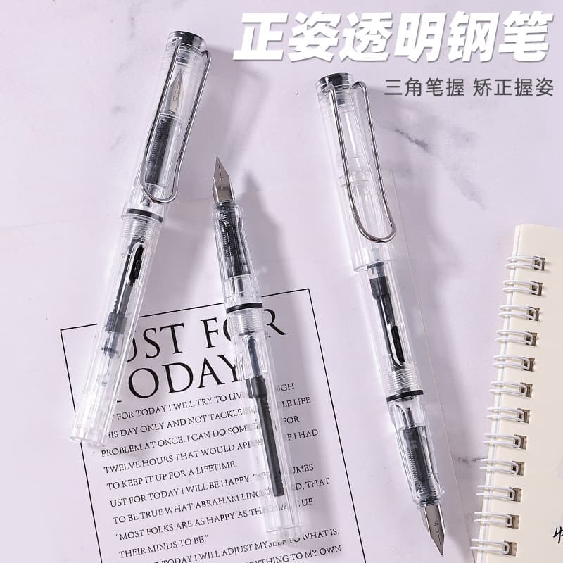 Wholesale transparent pen with high appearance and unprinted style for students simple writing and calligraphy practice ink bag ink dual-purpose pen