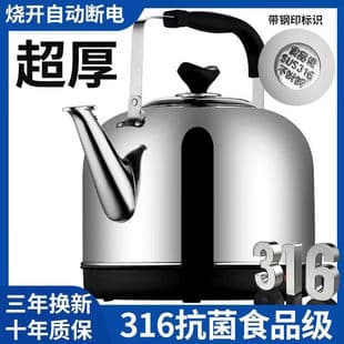 316 Stainless Steel Electric Kettle with Auto Shut-Off, Home Insulated Whistling Water Boiler, Large Capacity Electric Pot