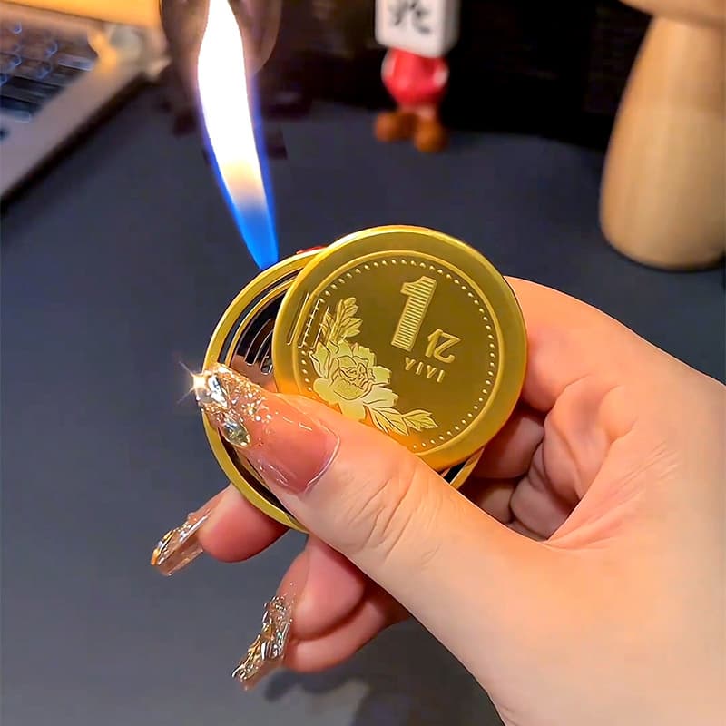 Viral Hot-Selling Coin Lighter with Spinning Mechanism, High Pressure, Stress Relief, High-End Look, Gift for Boyfriend