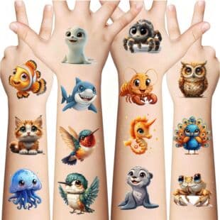 Cross-border Cartoon Kids Colorful Q Version Animal Tattoo Waterproof Realistic Tattoo Sticker TEMU Europe America Tattoo