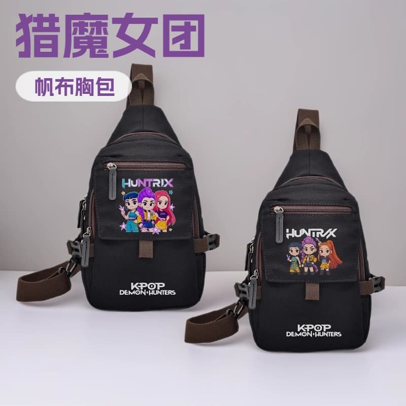 New Popular KPOP Witch Hunters Cartoon Canvas Chest Bag Lightweight Simple Shoulder Bag Small Bag Cross-Border Shipping