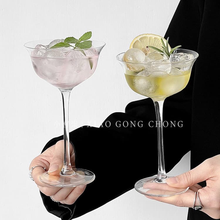 Tall glass cup, home design, girl's special martini cup, tipsy drink cocktail cup, wide mouth cup