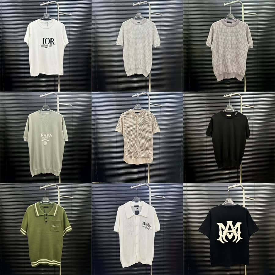 Cross-border Authentic Version High Quality Prada Dior Gucci Emile Knit Short-Sleeve Top