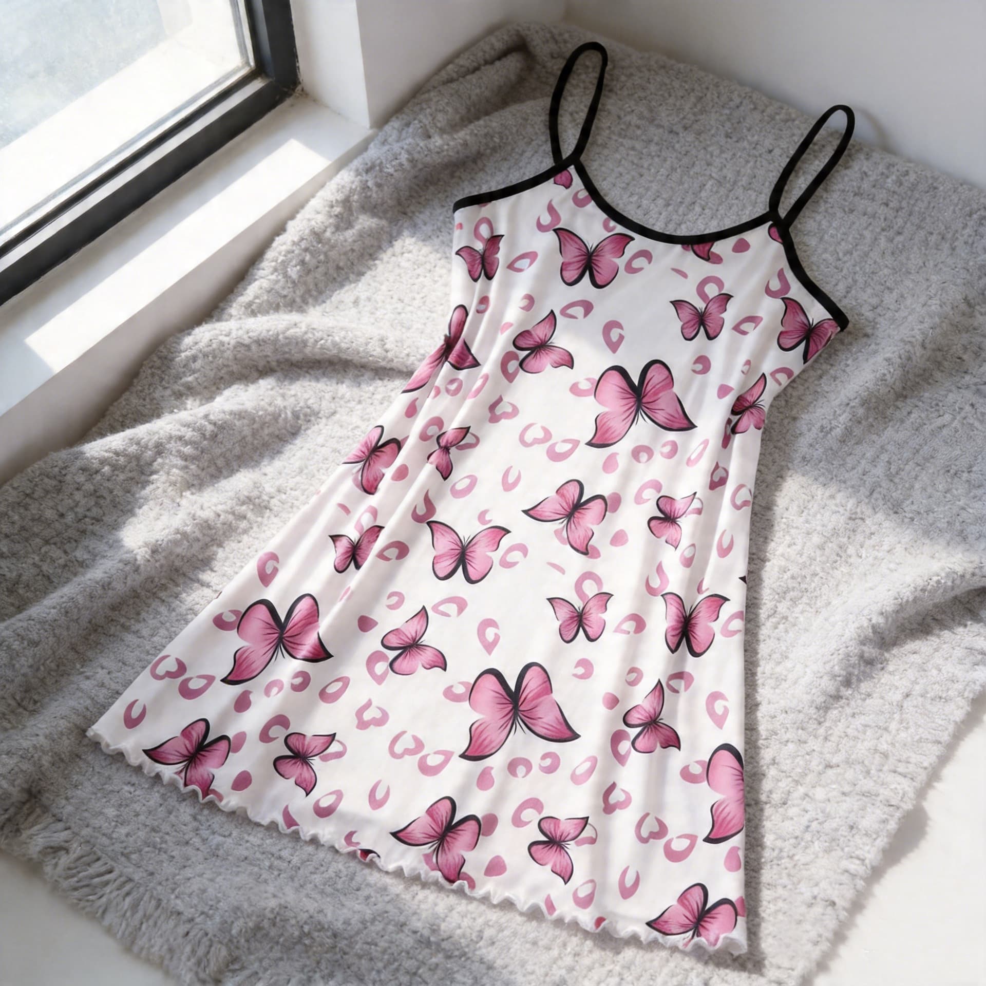 Mu Rao European and American cross-border sexy printed suspender nightgown women's short skirt home casual dress foreign trade supply wholesale