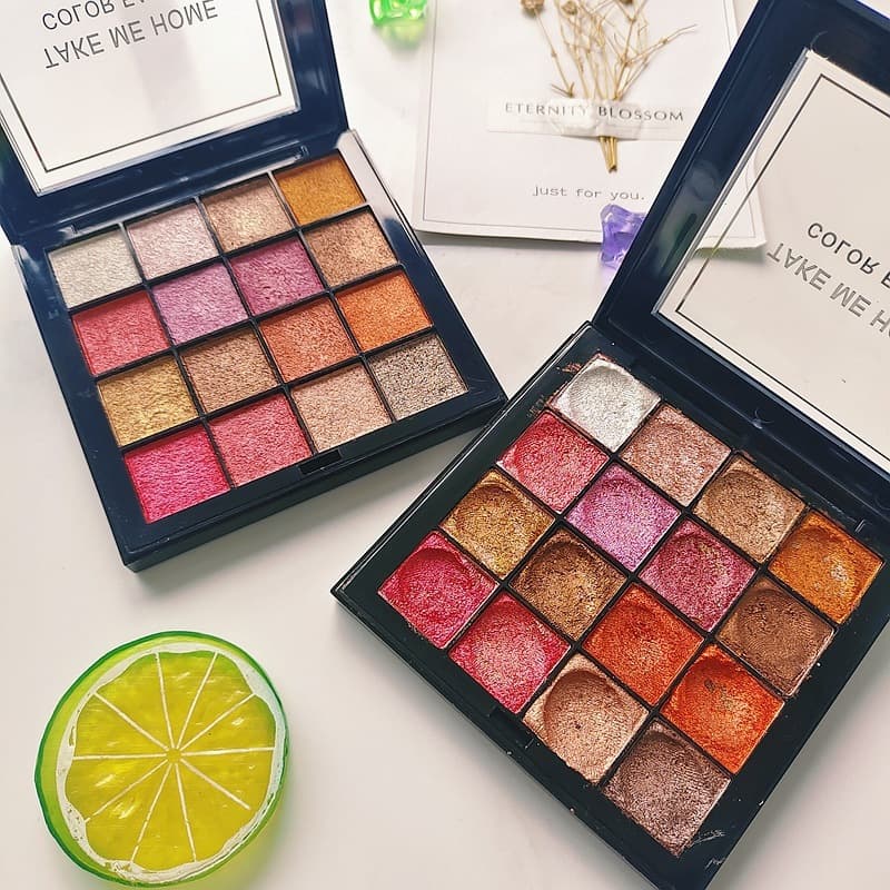 ins TikTok Influencer Taobao Hot Selling 16-Color Mashed Potato Eyeshadow Palette Shimmer Glitter Eyeshadow Wet Powder Non-Flake