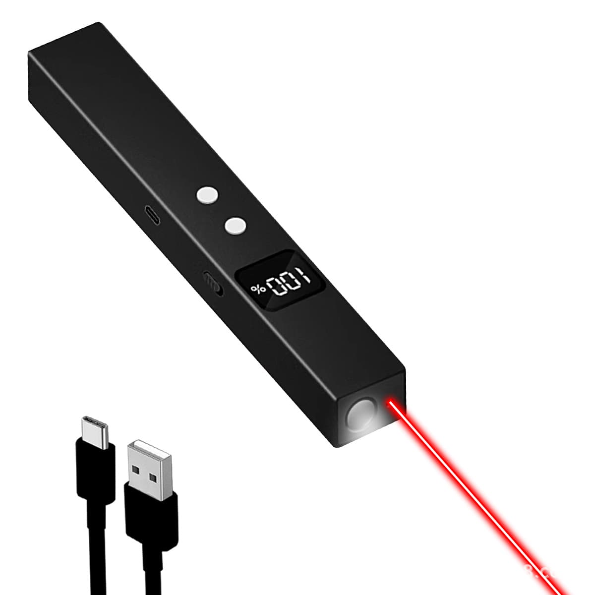762 Type-C Red Laser Pointer Rechargeable Laser Light Long Range Strong Beam Laser Flashlight Smart Battery Level Display