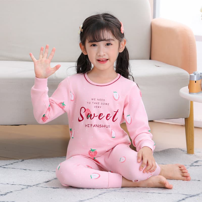Children's Long Johns Pure Cotton Boys Girls Homewear Thermal Pajamas Cartoon Kids Winter Cotton Sweater