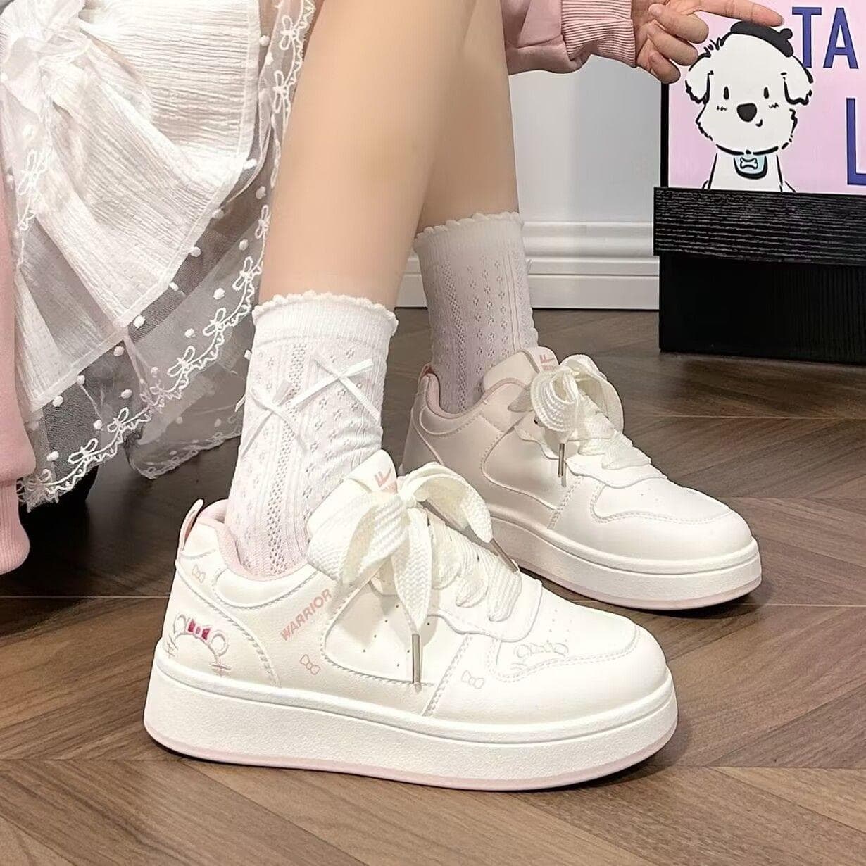 Niche KT Cat White Shoes for Women 2026 Spring New Trendy Campus Style Student Sneakers High Appearance Casual Shoes