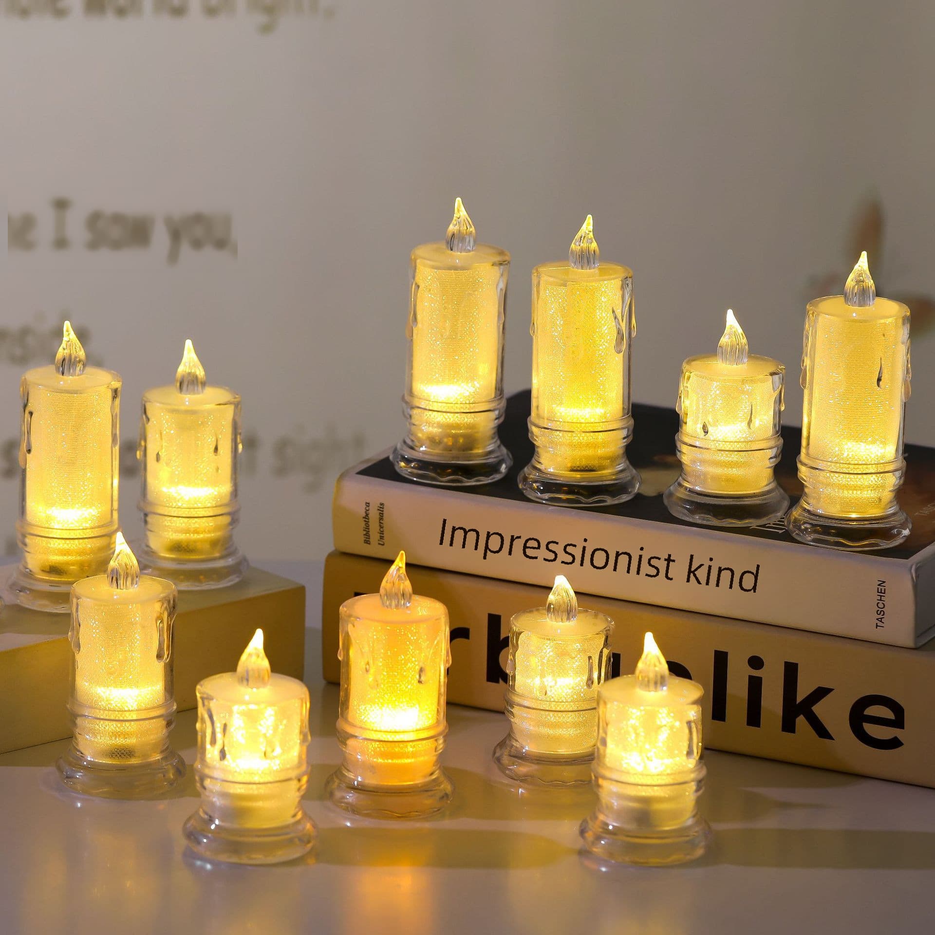 Simulated Transparent LED Small Candle Lights, Crystal Candles, Smoke-Free Tea Lights for Proposals, Confessions, Romantic Birthdays