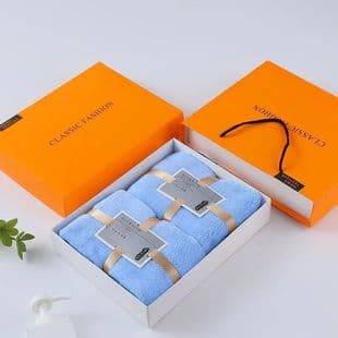 High-End Exquisite Gift Absorbent Coral Fleece Towel Gift Box Company Factory Employee Benefits Wedding Towel Gift Box Set