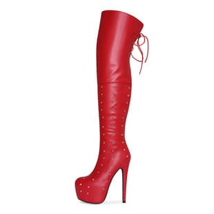 European and American Export Sky High Sexy Platform Heel Studded Drag Large Size 46 Women's Over the Knee Boots