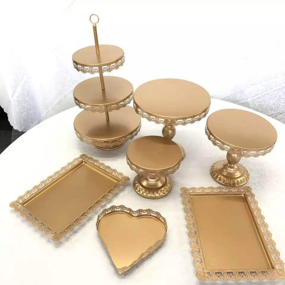 European Wrought Iron Cake Stand Set for Wedding Banquet Dessert Display, Creative Multi-Tier Serving Tray for Birthday Dinner