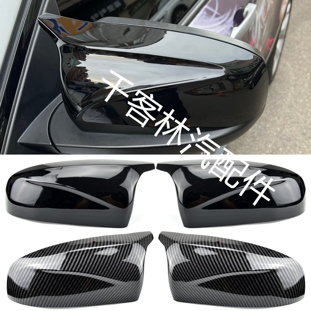 For BMW X5 X6 E70 E71 2007-2013 Gloss Black/Carbon Fiber Texture Horn Style Replacement Side Mirror Cover