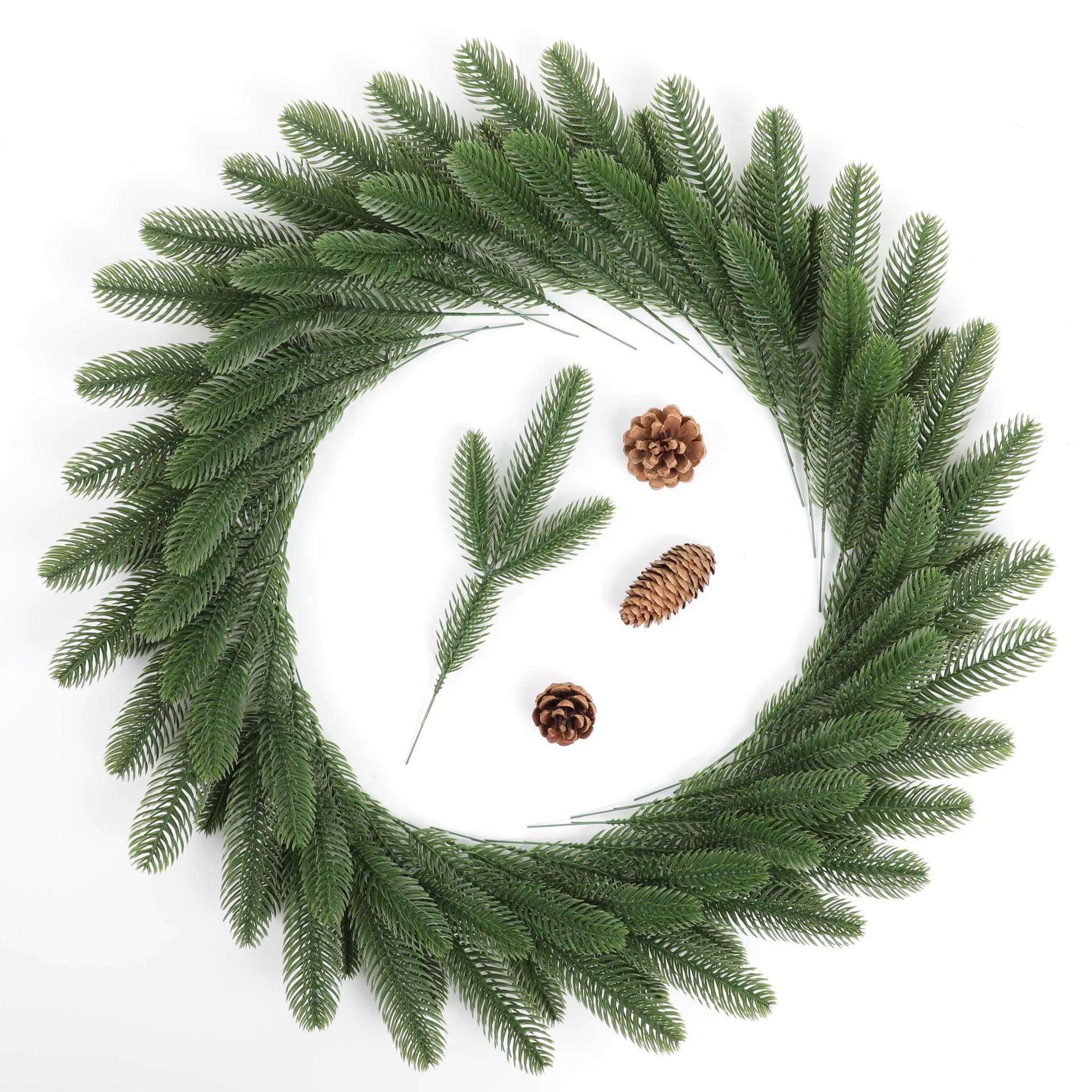 Artificial plants and pine branches, cross-border exclusive, three-pronged, double-sided pine needle branches, Christmas tree DIY decorations.