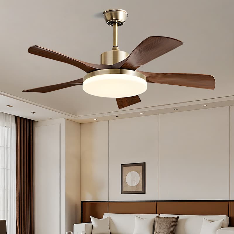 Natural copper straight blade ceiling fan light, retro sand nickel color ceiling fan light, living room dining room fan light, household high wind power ceiling fan.