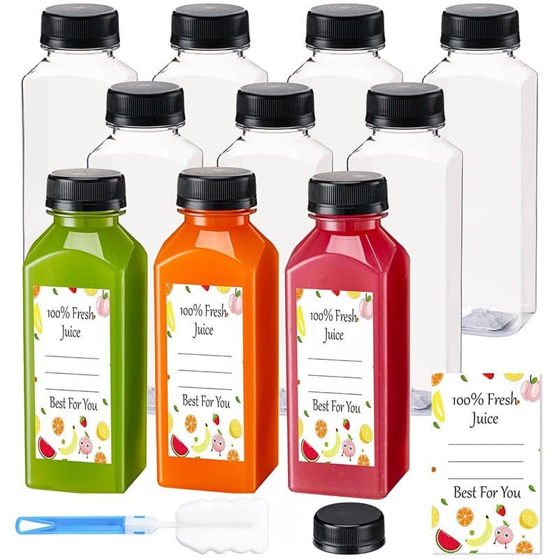 Amazon source 16oz square PET beverage bottle 60ml transparent plastic bottle freshly squeezed plum juice bottle