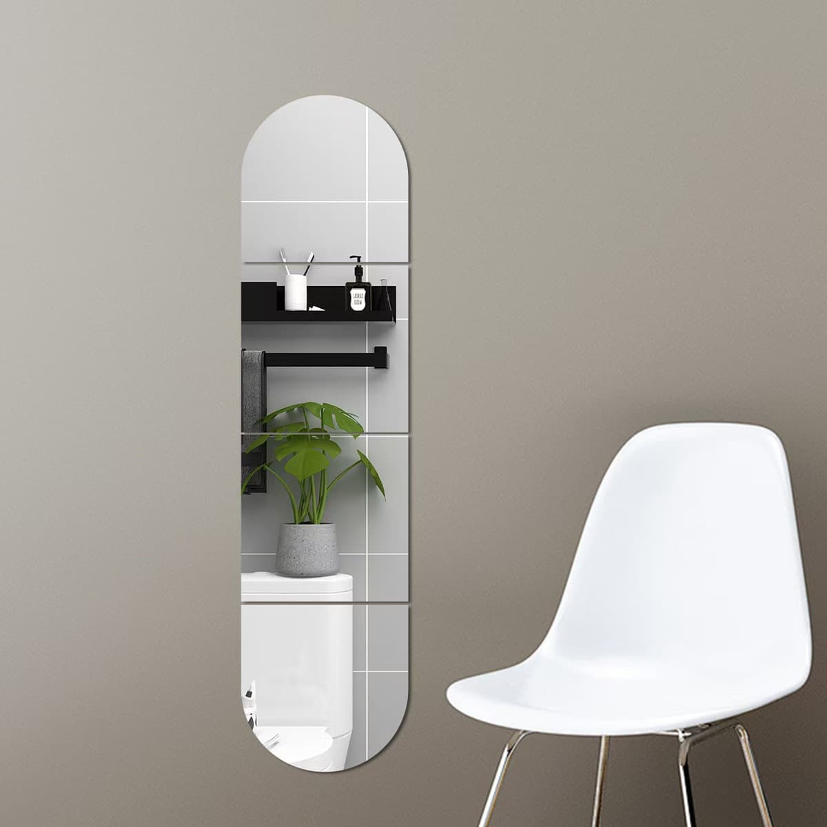 40+ Round Corner Self-Adhesive Acrylic Mirror Sticker for Wall, Full-Length Body Mirror, Dressing Mirror, Flexible Mirror for Home Bedroom