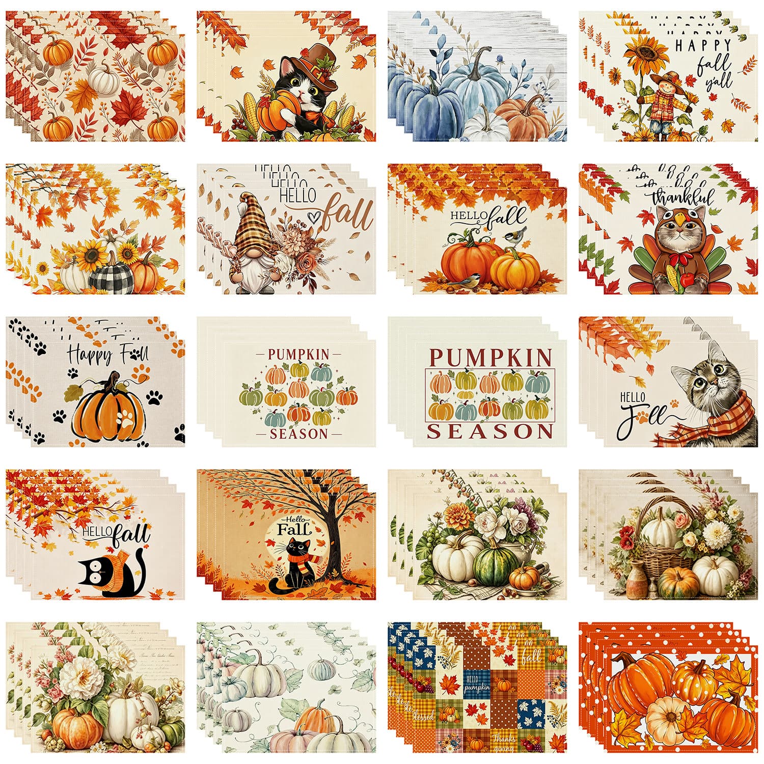 Autumn Harvest Thanksgiving Placemat Pumpkin Maple Leaf Print Insulated Fabric Mat Cross-border Home Holiday Decoration