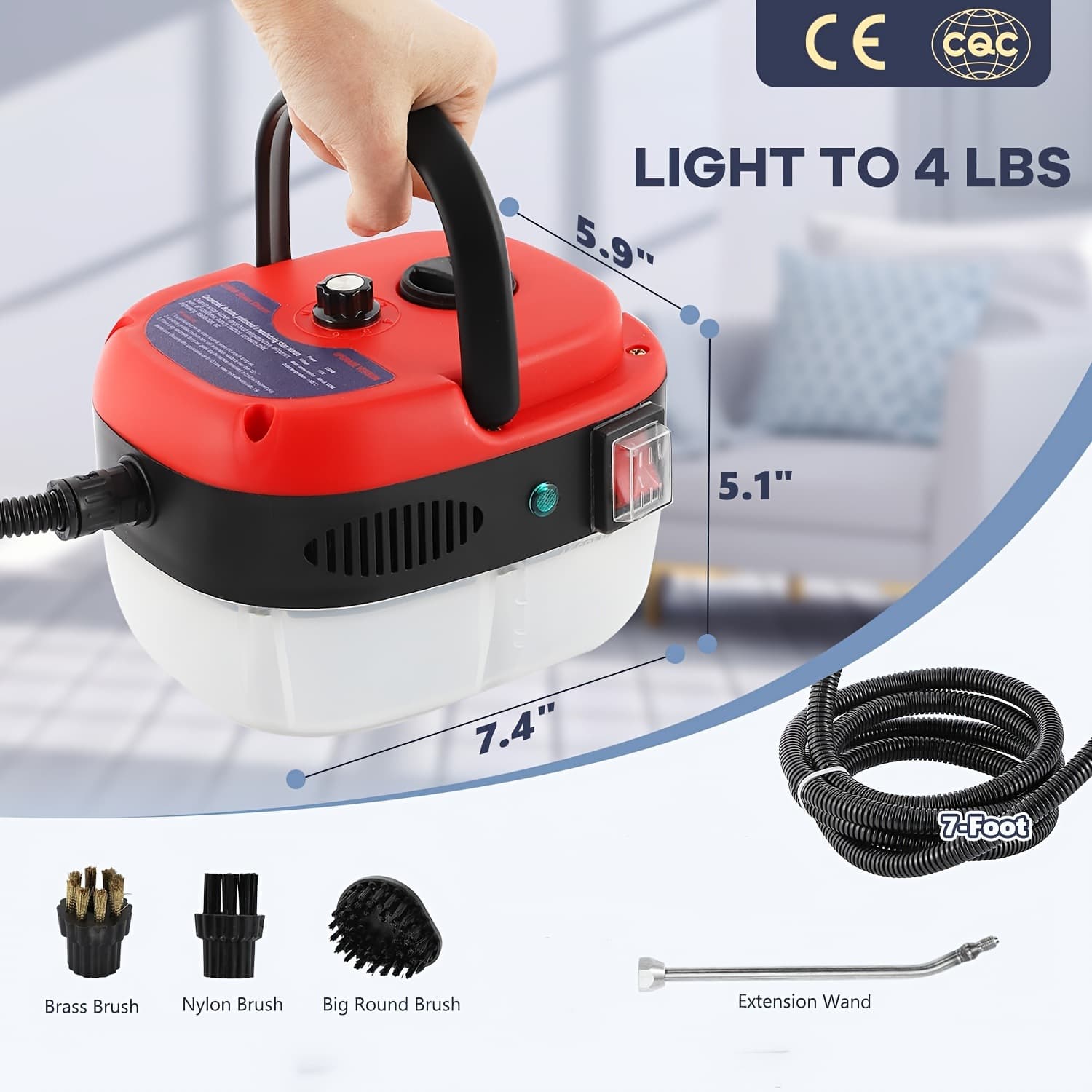 Cross-border 2500W High-Power Handheld Steam Cleaner, 33.81 oz Portable for Automotive Use.