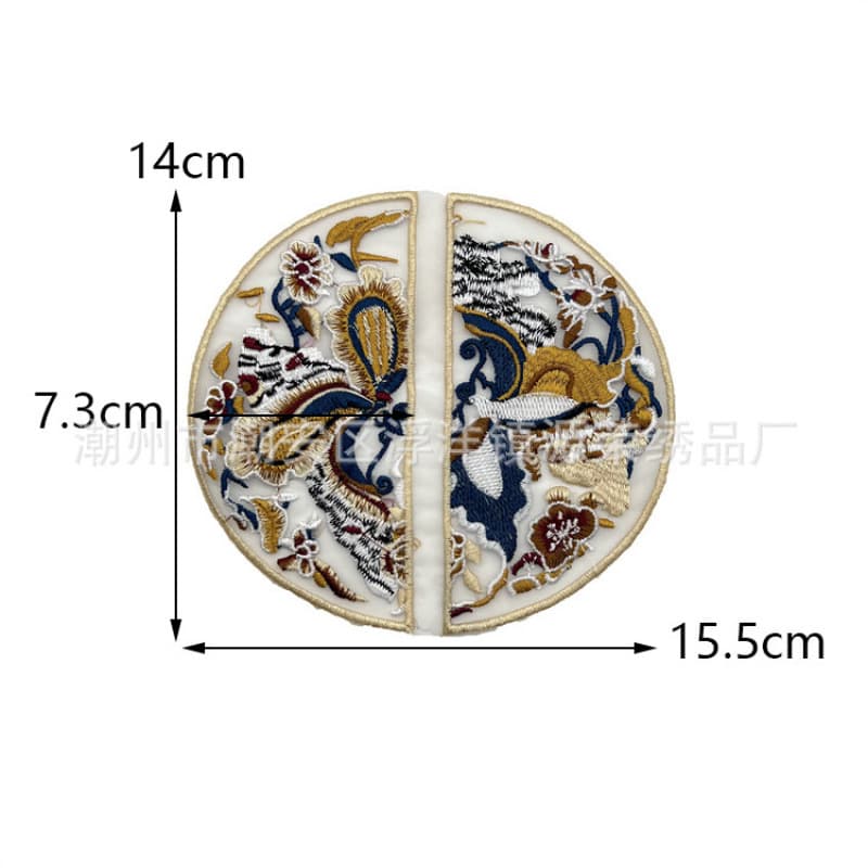 Chinese Hanfu Cloud Shoulder, Chinese Dragon Embroidery Round Half-Cut Fabric Patch, Phoenix Organza Horse Face Skirt Garment Accessories