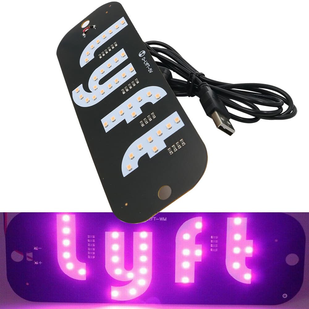 Car LED T-A-X-I Sign Light LYFT USB License Plate Light 5-6V