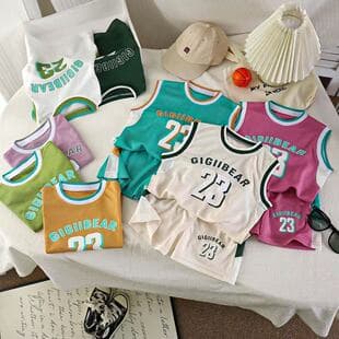 Children's Sleeveless Sportswear Set, New Baby Basketball Jersey for Middle and Older Kids, Summer Quick-Dry Vest and Shorts for Boys and Girls