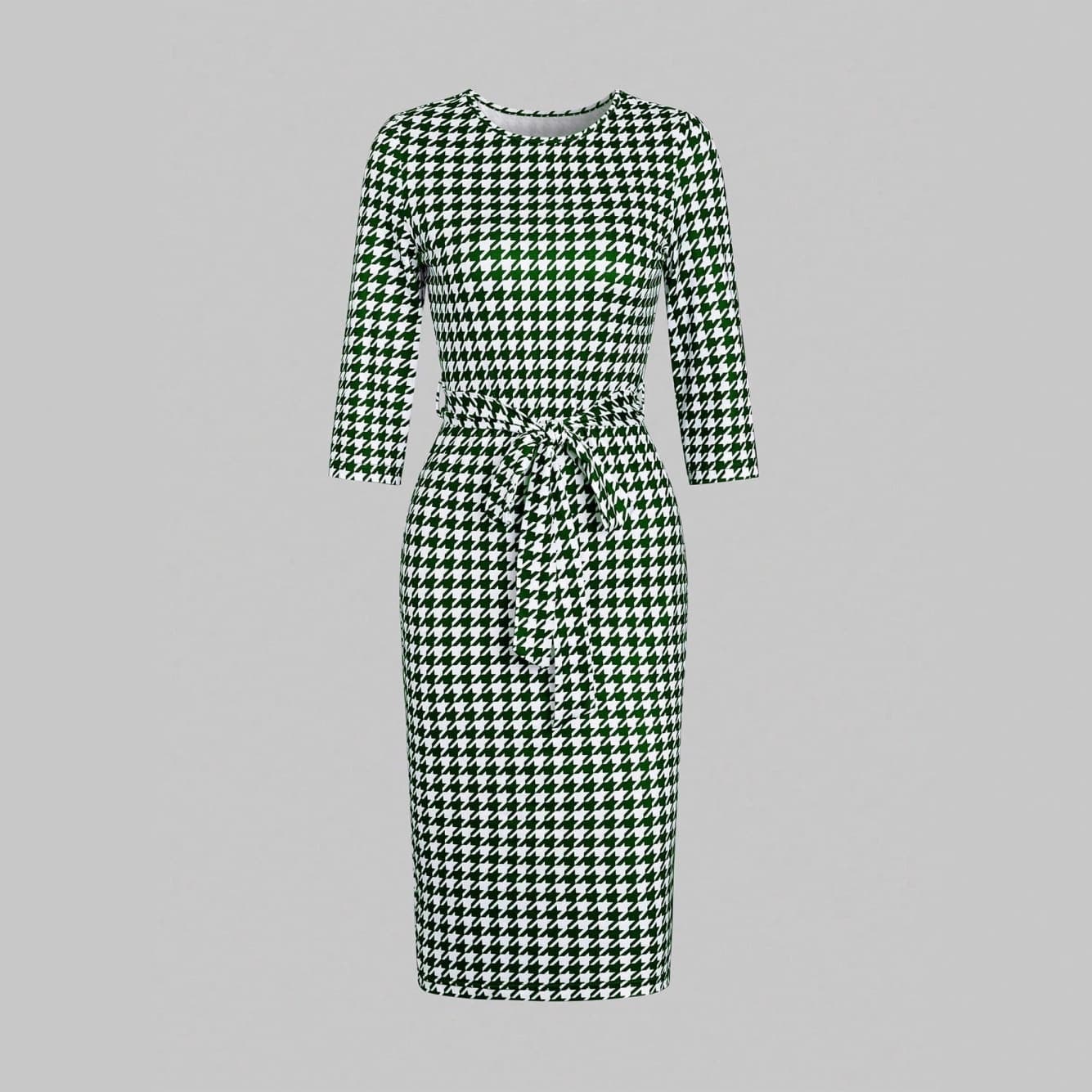European and American independent station Amazon cross-border 2025 autumn fashionable and elegant women's houndstooth long-sleeved dress