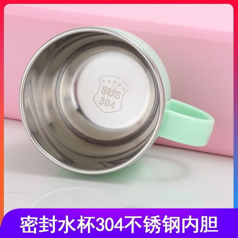 304 Stainless Steel Children's Drinking Cup Insulated Water Cup with Lid Handle Kindergarten Student Baby Home