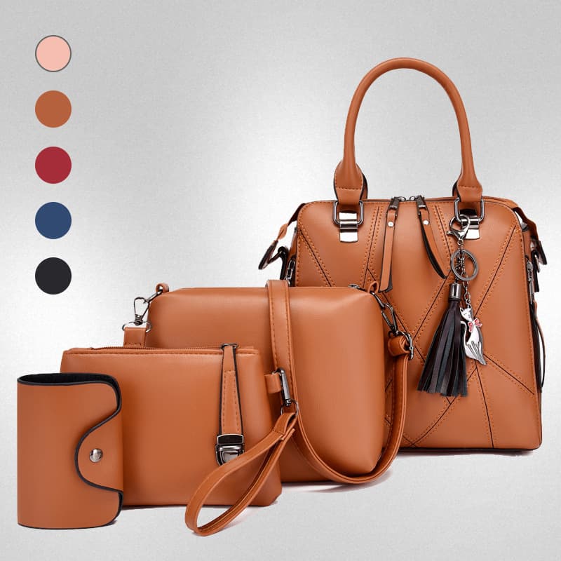 Manufacturer solid color tassel European and American large-capacity shoulder bag popular fashion portable cross-body bag stitching tote bag on behalf of
