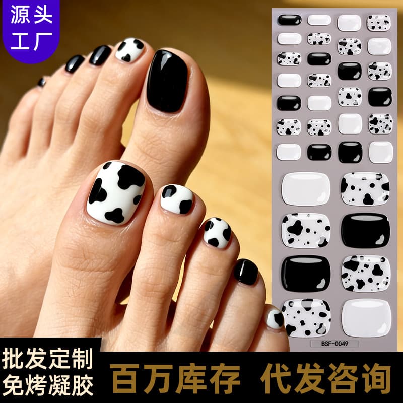 Cross-border exclusive supply of French-style no-heat gel nail wraps wholesale UV-free gel nail wraps for toenail stickers