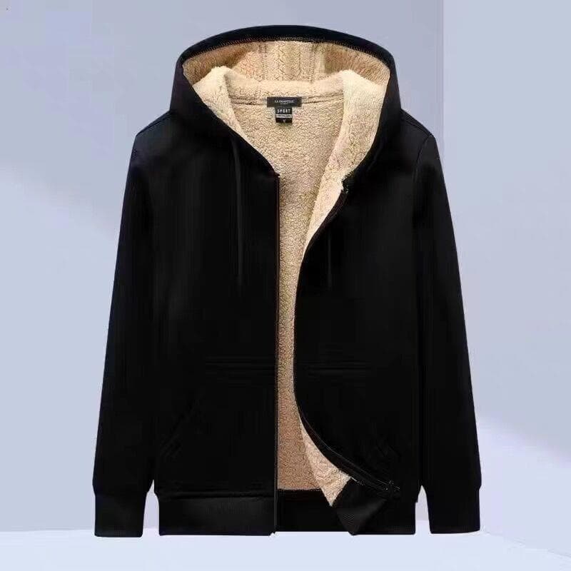 Source Factory Direct Sales Top and Bottom Plus Velvet Thickened Cashmere Hooded Cardigan Jacket Sweatshirt Men's Wear-Resistant and Stain-Resistant Clothing