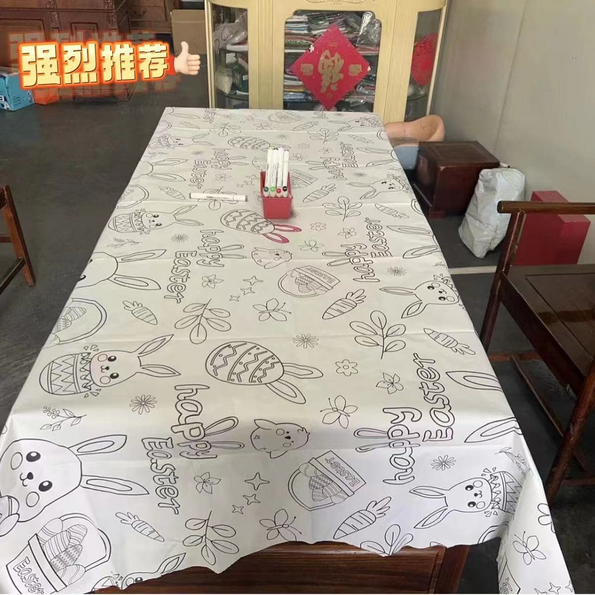 Fresh manufacturer poster children coloring Easter egg doodle Easter bunny party tablecloth disposable waterproof paper table