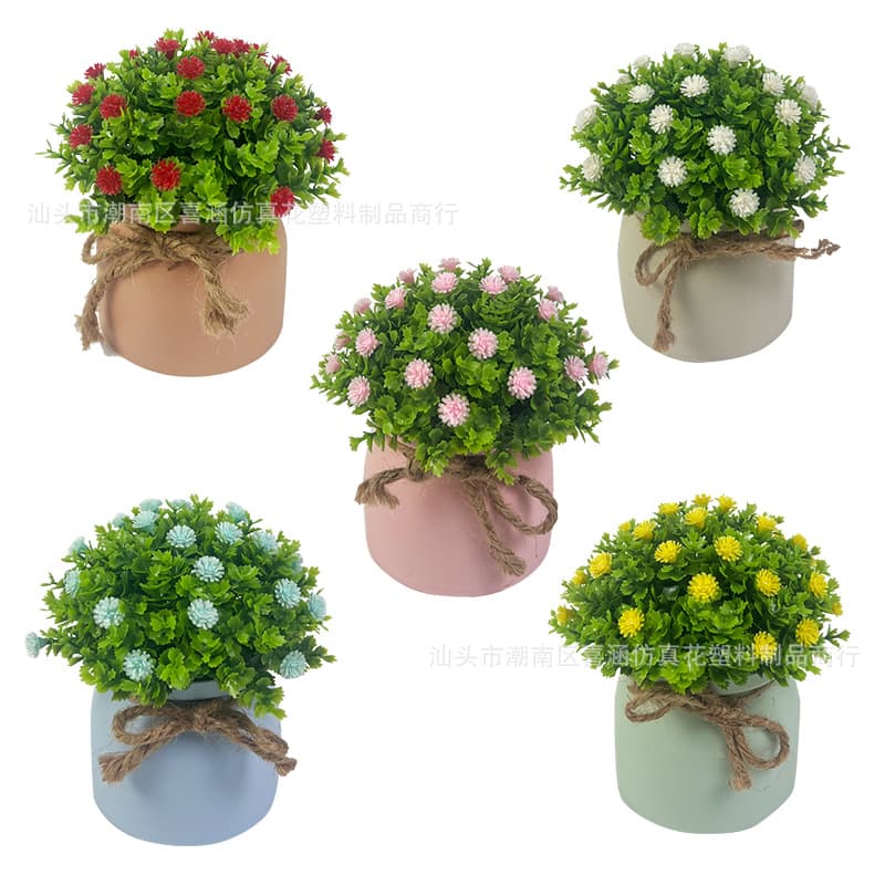 Artificial Flower Fake Plant Potted Home Desktop Simulation Plant Decoration Photography Prop Plastic Green Plant