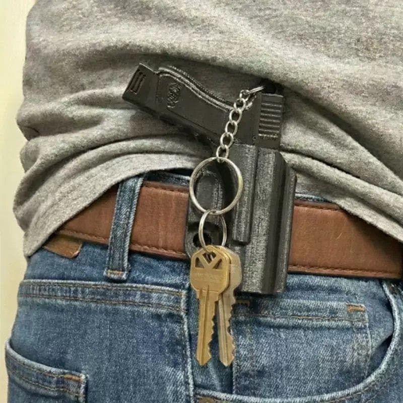Quick-Release Keychain Creative 3D Mini Pistol & Holster Multi-Function Belt Clip Waist Key Holder