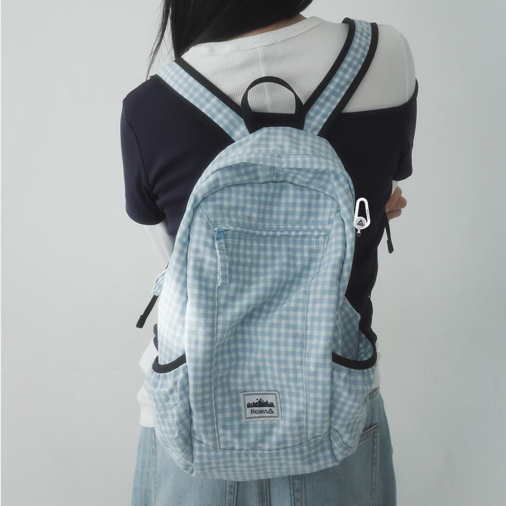 heisan bag plaid backpack lightweight backpack striped women's bag Korean niche HEISAN bag travel bag casual